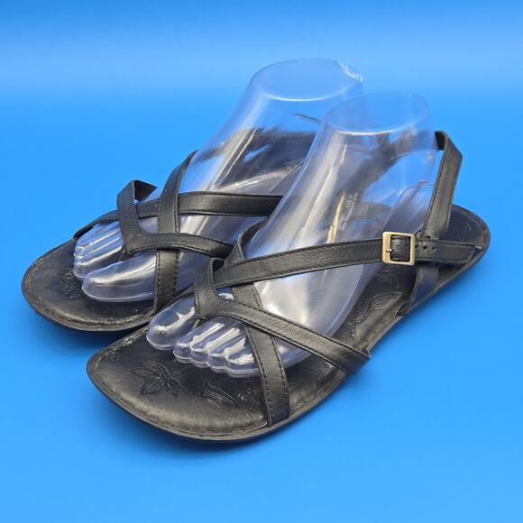 Born Shoes - Born Mai Leather Strappy Sandals Women’s Size 10 Black Slingback Comfort